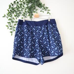 Lands' End Women's Plus Size 18W Blue Paisley Built In Briefs Atheltic Shorts